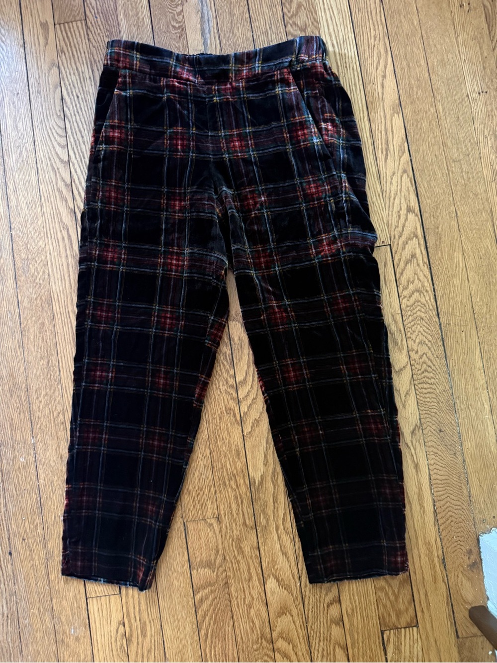 J Crew Black Plaid Velvet Pants - Size Small